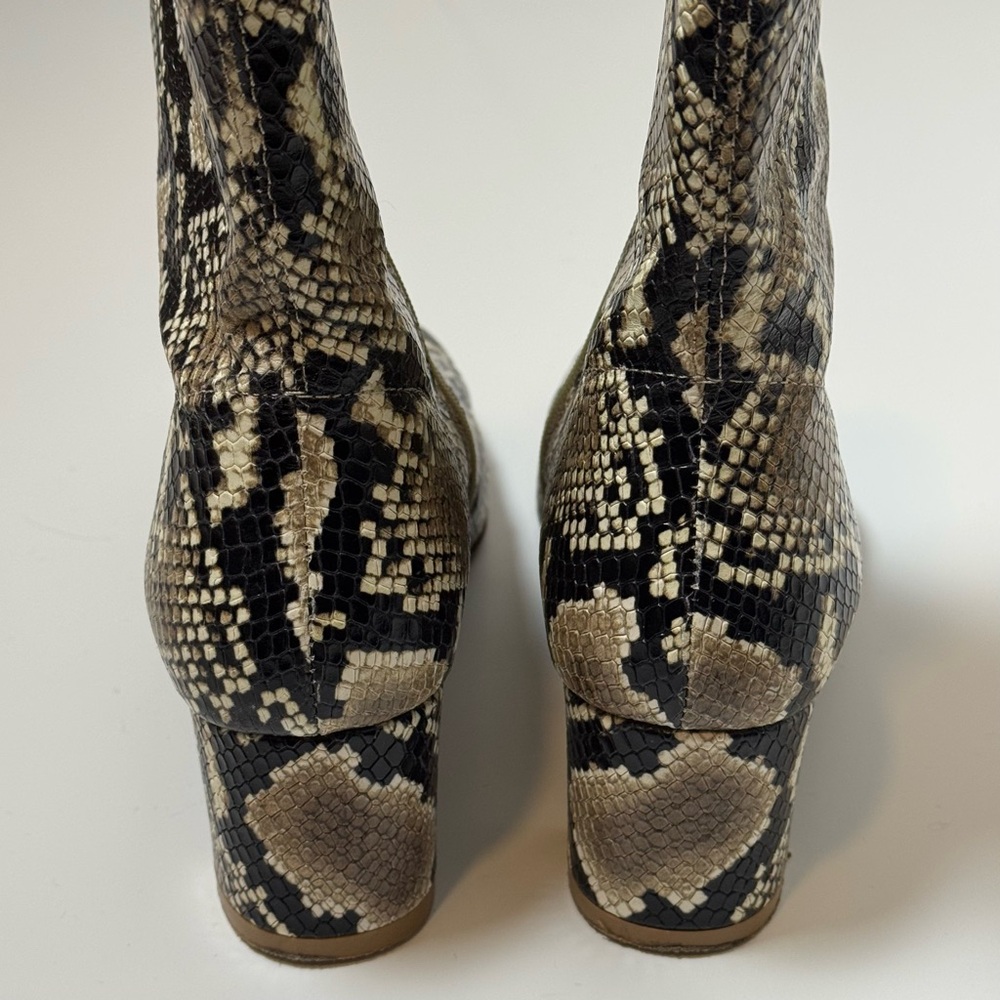 By Far Sofia Snake Print Leather Ankle Boots Size 39 - Picture 6 of 8